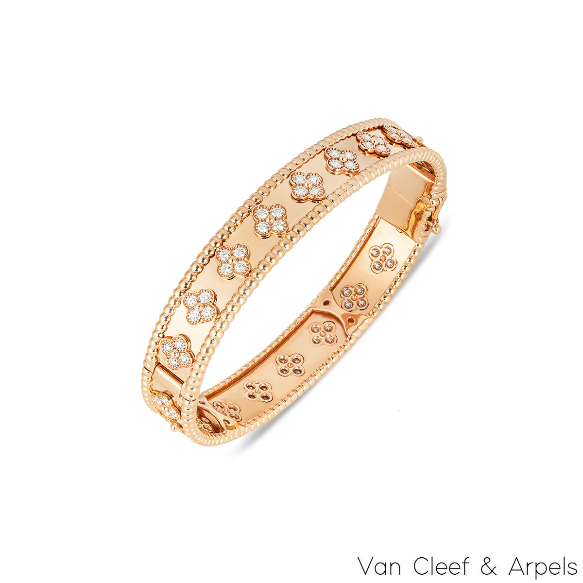 Van Cleef & Arpels Rose Gold Diamond Perle Clovers Bracelet VCARN5B200